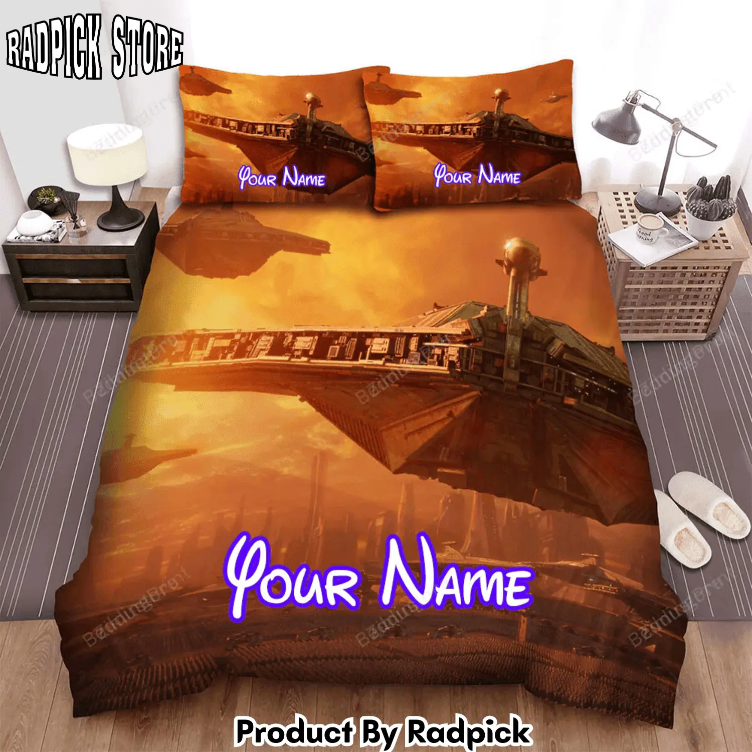 Radpick star wars episode ii attack of the clones spaceship movie poster bed sheets duvet cover personalized name bedding sets rp3271962